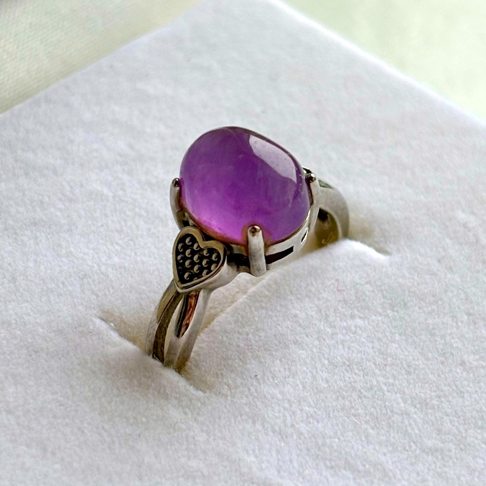 Amethyst Heart Band Ring